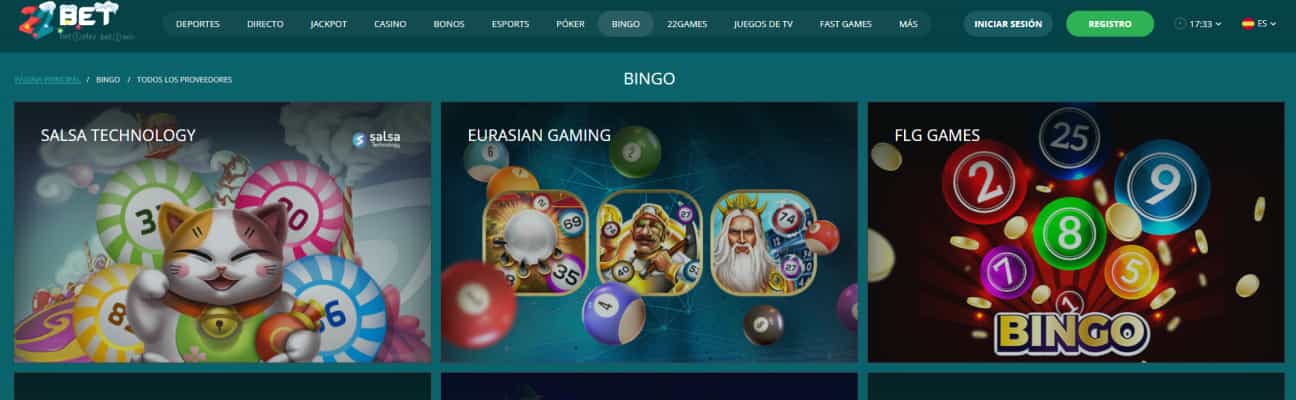 22Bet juegos de bingo
