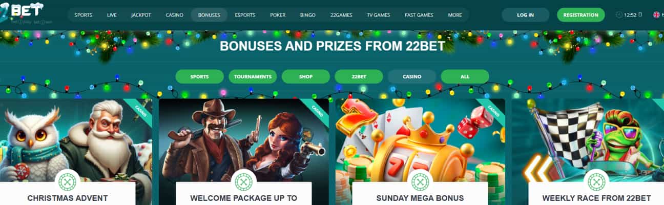 22Bet promociones de recarga