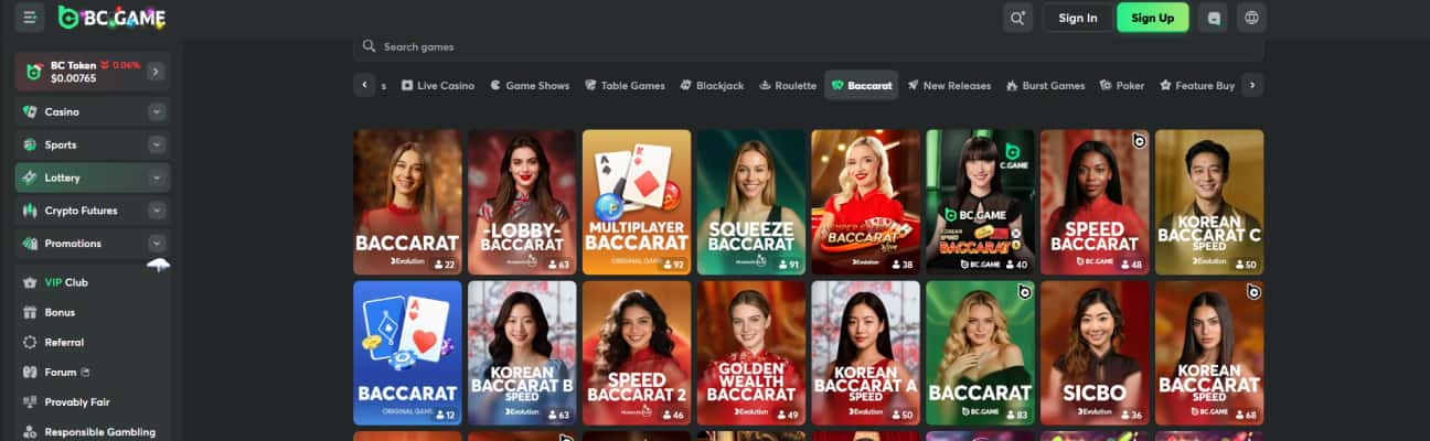 BCGAME juegos originales de bacará
