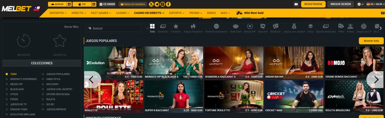 Melbet casino mesas en vivo