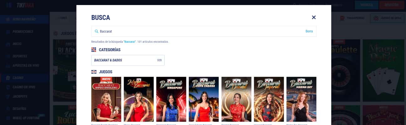 Tiki Taka mesas de baccarat