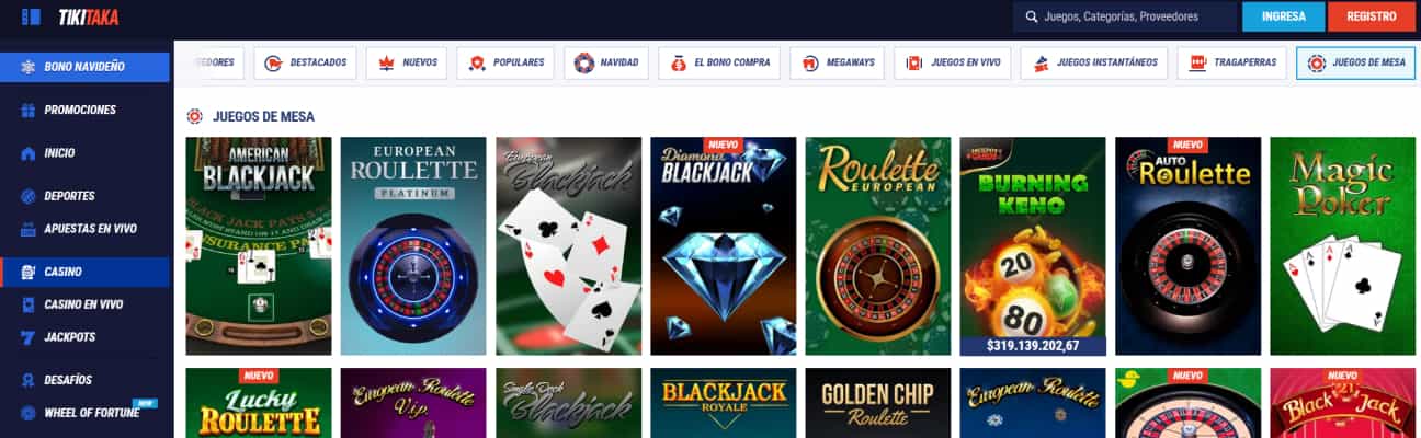 Tiki Taka extensa selección de ruleta